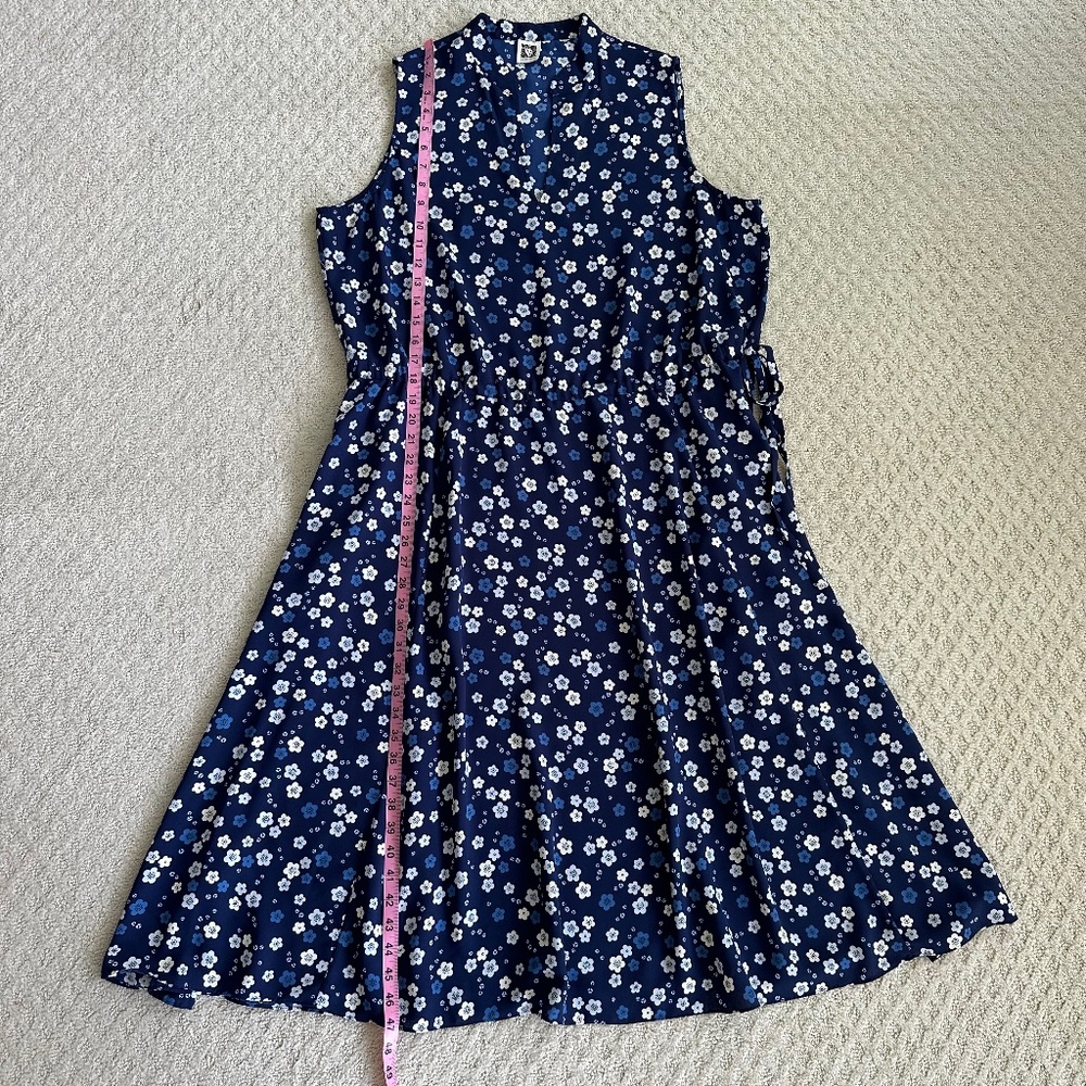 Anne Klein Floral Print V-Neck Midi Dress Size 16/18 Blue/White Office Summer - Picture 9 of 10